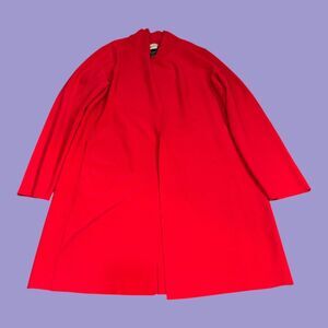 Chico's Blazer Coat Womens Size 4/6 Small Red Long Open Career Work Stretch